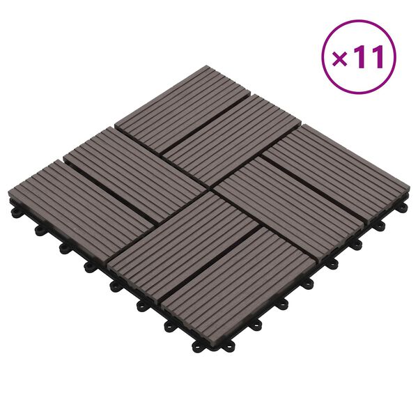 vidaXL Terrasse Flise 11 pcs M&oslash;rk Brun 30 x 30 cm WPC