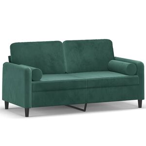 vidaXL 2-personers sofa med pyntepuder 140 cm velour m&oslash;rkegr&oslash;n
