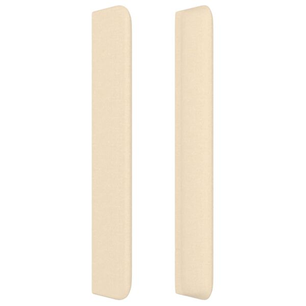 vidaXL sengegavl med kanter 103x16x118/128 cm stof cremefarvet