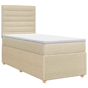 vidaXL Boxmadras med topmadras Cremefarvet 80 x 200 cm Stof