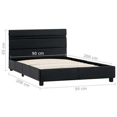 vidaXL sengestel med LED 90x200 cm kunstlæder sort
