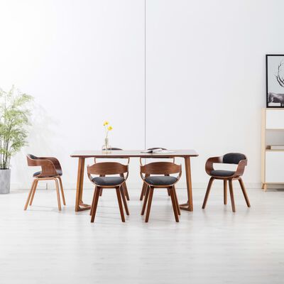 vidaXL spisebordsstole 6 stk. stof og bøjet træ mørkegrå