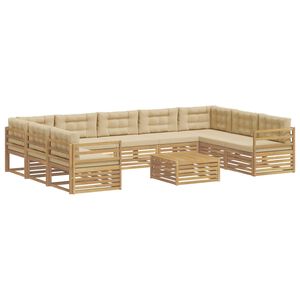 vidaXL Udend&oslash;rs sofagruppe 10 stk. Hvid og Beige Polyester