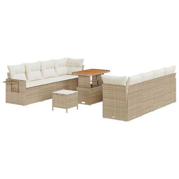 vidaXL Havesofa S&aelig;t med pude 11 pcs Beige Poly rattan