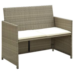 vidaXL 2-personers havesofa med hynder polyrattan beige
