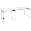 Sammenfoldeligt h&oslash;jdejusterbart camping bord i aluminium, 180 x 60 cm