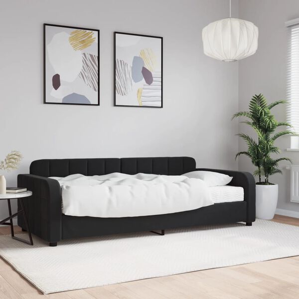 vidaXL daybed med madras 90x200 cm velour sort