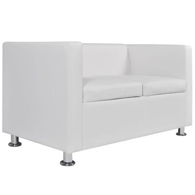 vidaXL sofa 2-pers. kunstlæder hvid