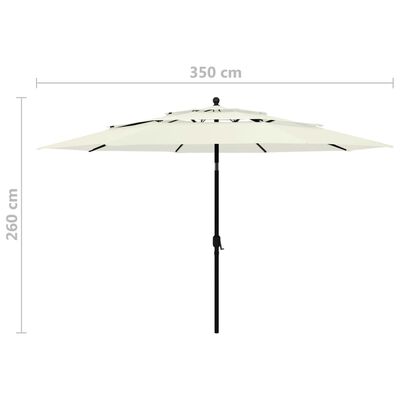 vidaXL parasol med aluminiumsstang i 3 niveauer 3,5 m sandfarvet