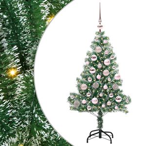 vidaXL Kunstigt Juletr&aelig; Snebelagt med LED Lys Gr&oslash;n og Hvid 120 cm