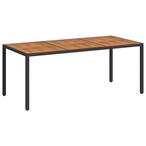 vidaXL havebord 190x90x75 cm polyrattan og akacietr&aelig; sort