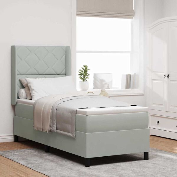 vidaXL Box spring seng med LED -strimmellys Lysegr&aring; 80 x 200 cm Fl&oslash;jl