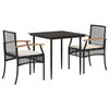 vidaXL spisebordss&aelig;t til haven 3 dele med hynder polyrattan sort