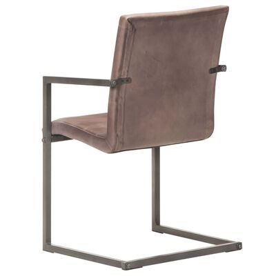 vidaXL spisebordsstole med cantilever 6 stk. ægte læder brun