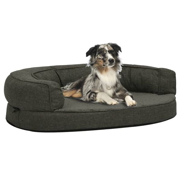 vidaXL ergonomisk hundeseng 90x64 cm h&oslash;r-look fleece m&oslash;rkegr&aring;