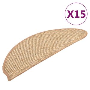 vidaXL trappem&aring;tter 15 stk. 56x17x3 cm lysebrune halvrunde