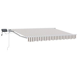 vidaXL Manuel markise-ramme med LED-lys Lys Gr&aring; og Hvid 4 &times; 3 m