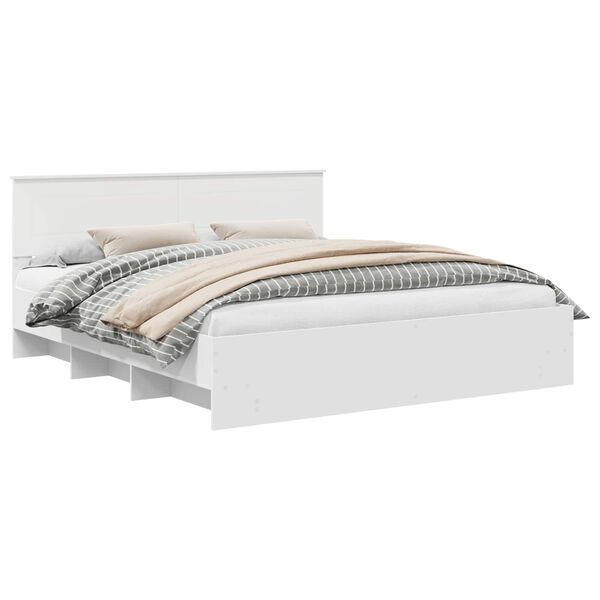 vidaXL Sengestel med hovedg&aelig;rde Hvid 200 x 200 cm Konstrueret tr&aelig;