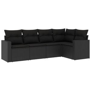 vidaXL sofas&aelig;t til haven 5 dele med hynder polyrattan sort