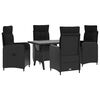 vidaXL Udend&oslash;rs spise s&aelig;t 5 stk. Sort 120 x 70 x 66 cm polyrattan