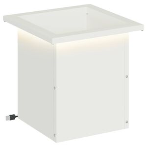 vidaXL Plantekasse med LED Hvid 30 x 30 x 30 cm St&aring;l