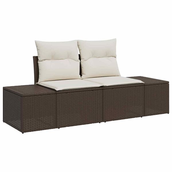 vidaXL Havesofa S&aelig;t med pude 8 pcs Brun og Creme polyrattan