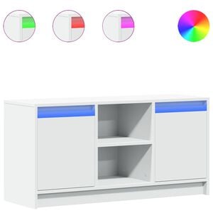 vidaXL tv-bord med LED-lys 100x34x50 cm konstrueret tr&aelig; hvid