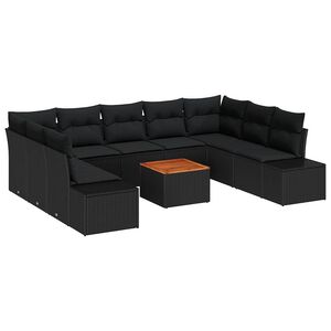 vidaXL Havesofa S&aelig;t 10 pcs Sort