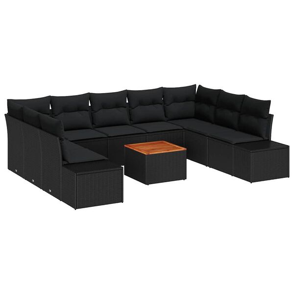 vidaXL Havesofa Sæt 10 pcs Sort