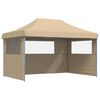 vidaXL foldbart pop-up festtelt med 3 sidev&aelig;gge beige