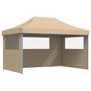 vidaXL foldbart pop-up festtelt med 3 sidev&aelig;gge beige