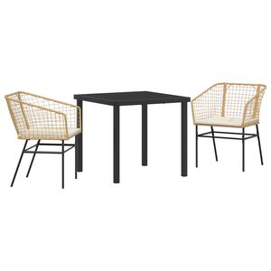 vidaXL Have Spisebordss&aelig;t 3 pcs Brun polyrattan