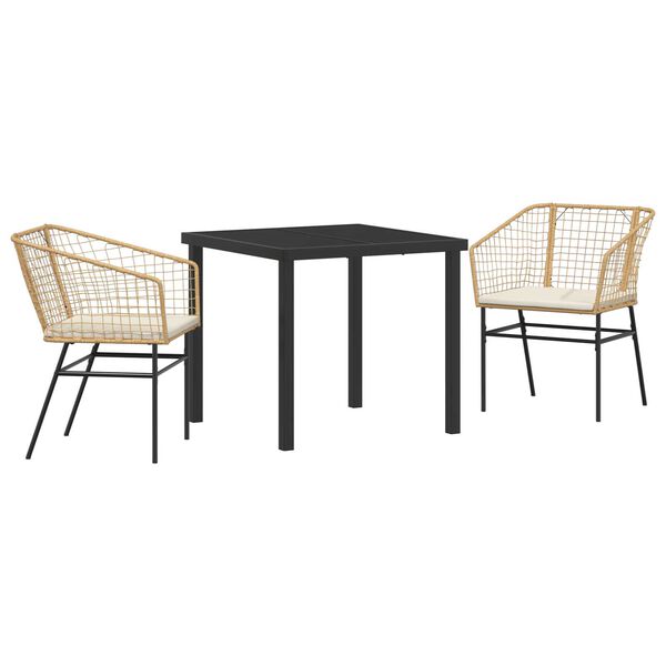 vidaXL Have Spisebordss&aelig;t 3 pcs Brun polyrattan