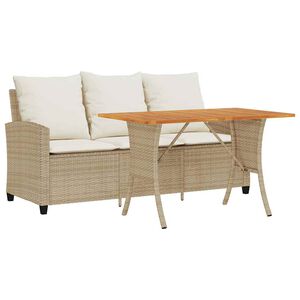 vidaXL 3-personers sofa med hynder og bord polyrattan beige