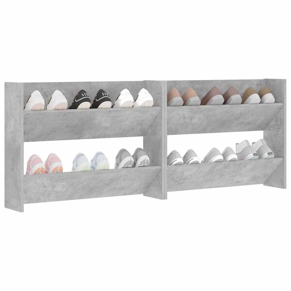 vidaXL v&aelig;gh&aelig;ngte skoskabe 2 stk. 80x18x60 cm sp&aring;nplade betongr&aring;