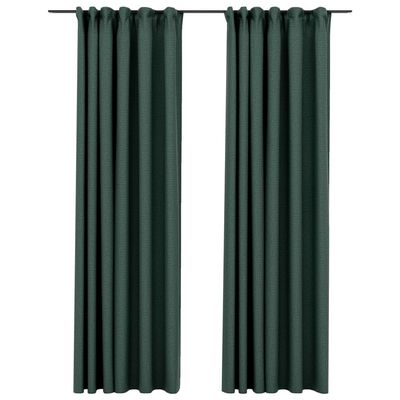 vidaXL mørklægningsgardiner med kroge 2 stk. hør-look 140x245 cm grøn