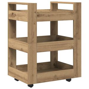 vidaXL K&oslash;kkenvogn Artisan Egetr&aelig; 60 x 45 x 80 cm Konstrueret tr&aelig;