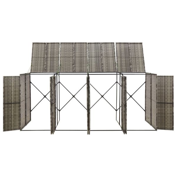 vidaXL firdobbelt skraldespandsskjuler 274x80x117 cm polyrattan grå
