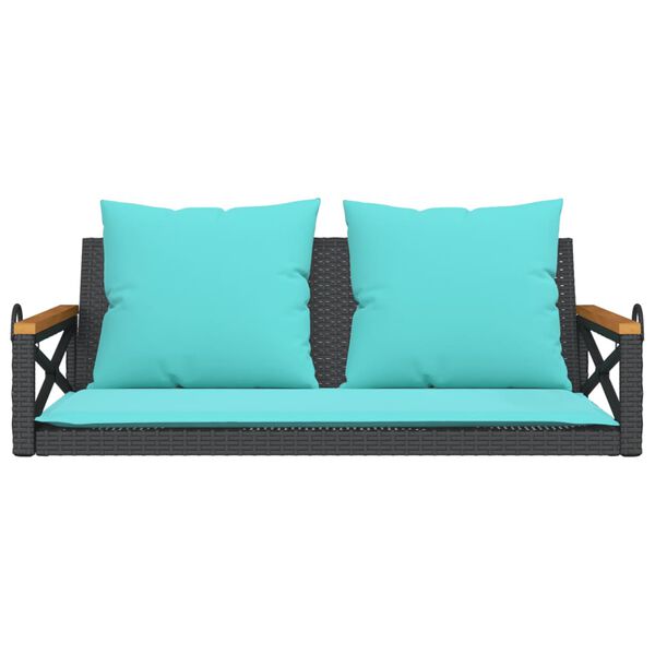vidaXL gyngeb&aelig;nk med hynder 109x62x40 cm polyrattan sort