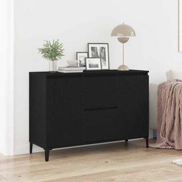 vidaXL Sideboard med skuffe Sort eg 104 x 35 x 70 cm Konstrueret tr&aelig;