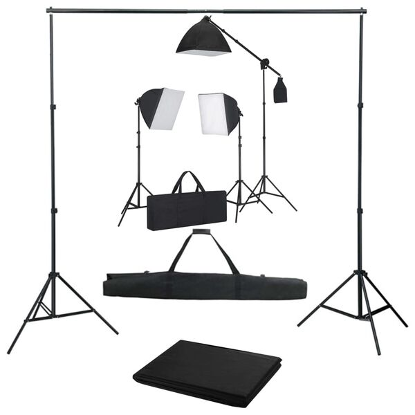 vidaXL fotostudieudstyr med softbox-lamper og baggrund