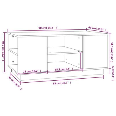 vidaXL sofabord 90x49x40,5 cm massivt fyrretræ grå