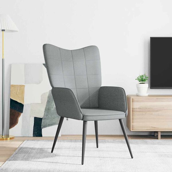 vidaXL l&aelig;nestol stof lysegr&aring;