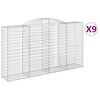 vidaXL buede gabionkurve 9 stk. 300x50x160/180 cm galvaniseret jern