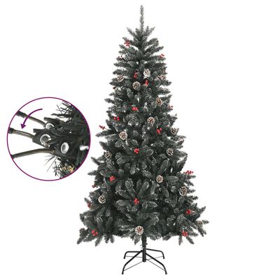 vidaXL kunstigt juletræ med juletræsfod 210 cm PVC grøn