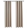 vidaXL m&oslash;rkl&aelig;gningsgardiner 2 stk. med metalringe 140 x 175 cm beige