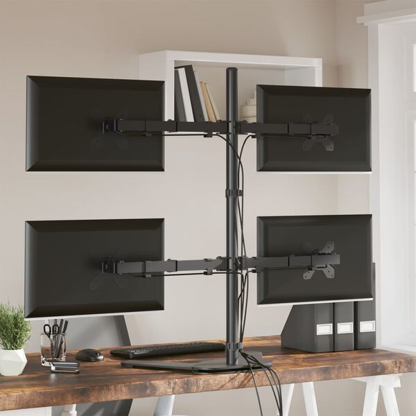 vidaXL skærmstativ VESA 75/100 mm stål sort