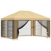 vidaXL Havel&aelig;ger med sidev&aelig;gge 4 &times; 3 m Cremefarvet Polyester og St&aring;l