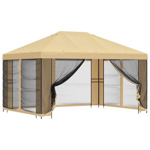vidaXL Havel&aelig;ger med sidev&aelig;gge 4 &times; 3 m Cremefarvet Polyester og St&aring;l