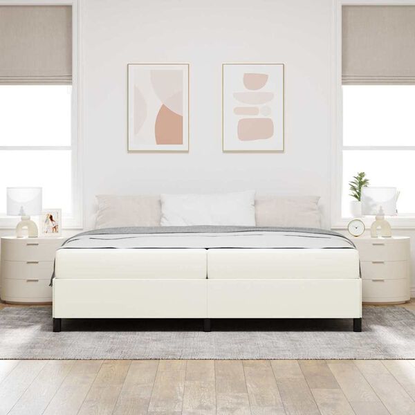 vidaXL Sengestel med madras Creme 200 x 200 cm Stof